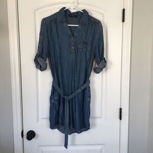 Velvet Heart Denim Polkadot Dress Size Small